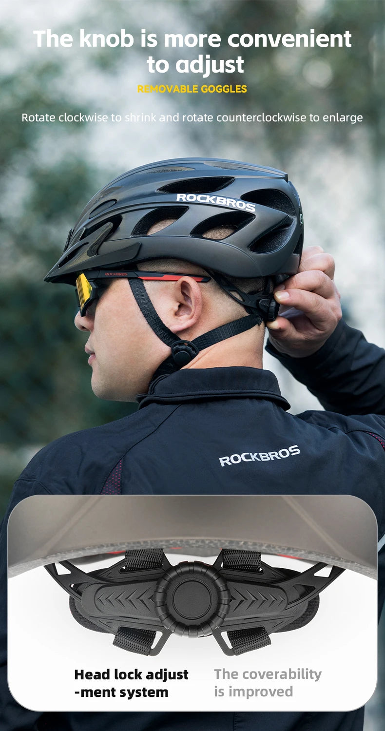 ROCKBROS Cycling Helmet Integrated With Goggles For MTB Road