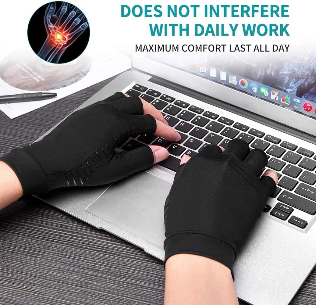 Sposafe Copper Compression Arthritis Gloves Fingerless for Carpal Tunnel