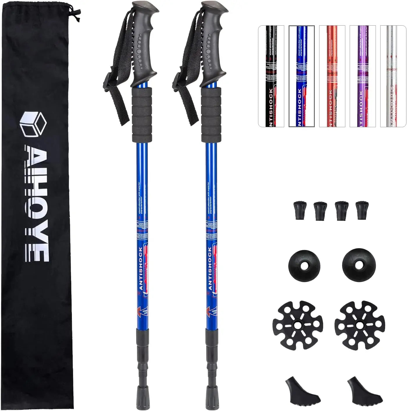 XMSJ Hiking Trekking Poles 2-Pack Adjustable Anti-Shock Walking Sticks