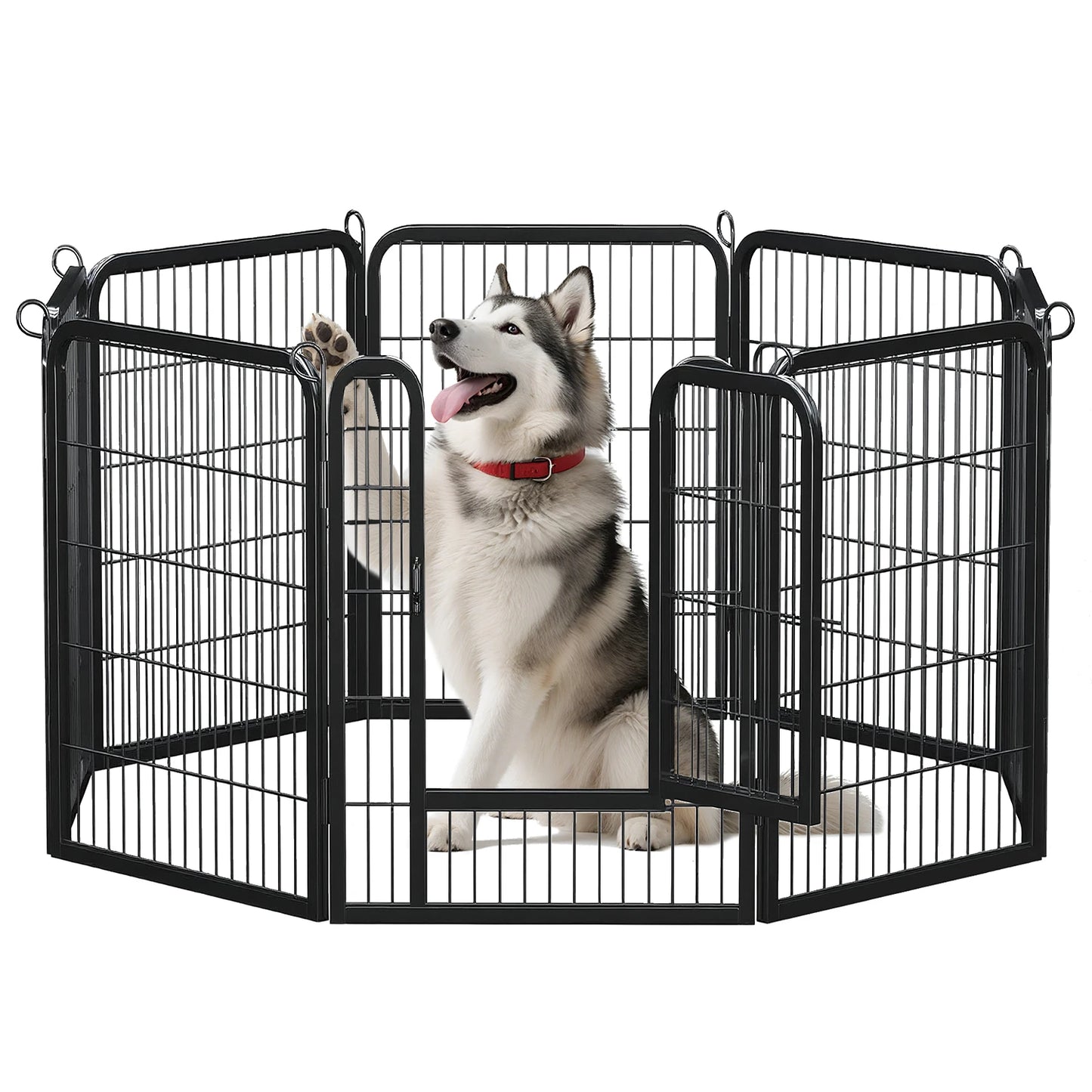Dog Playpen with Door, Outdoor/Indoor Foldable Metal Pet Fence, Heavy Duty Puppy Exercise Pen for Yard, RV Camping, DIY Pet Cage