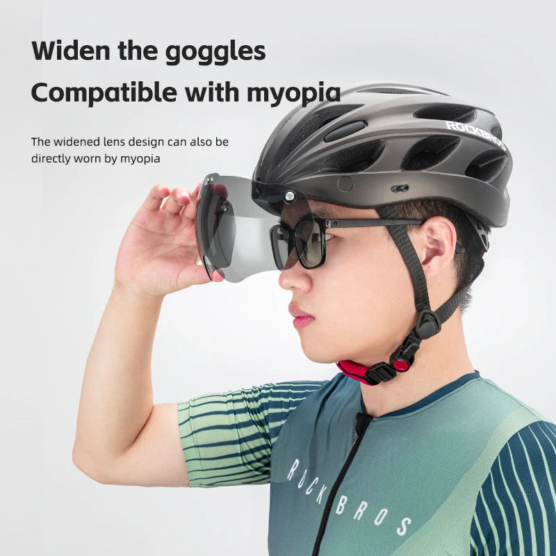 ROCKBROS Cycling Helmet Integrated With Goggles For MTB Road
