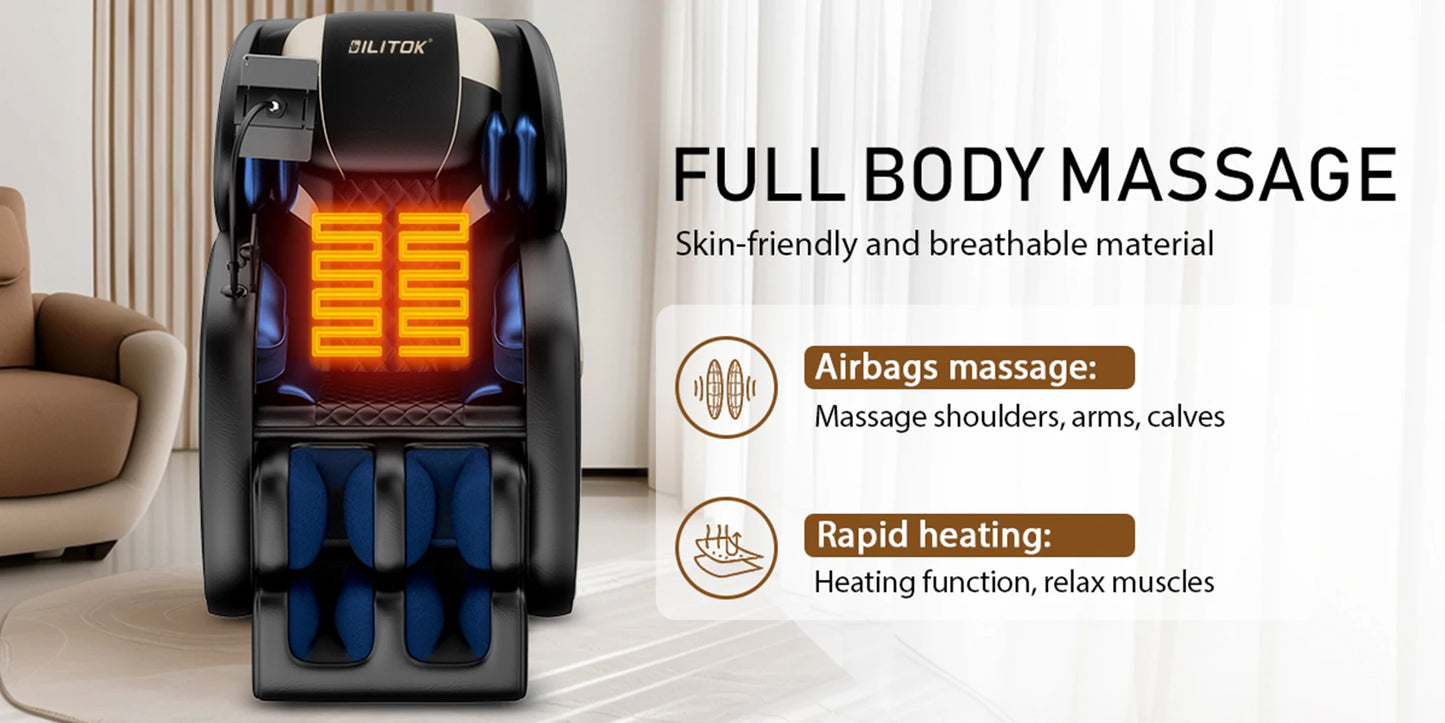 Bilitok Zero Gravity Massage Chair With Heating And Touch Screen