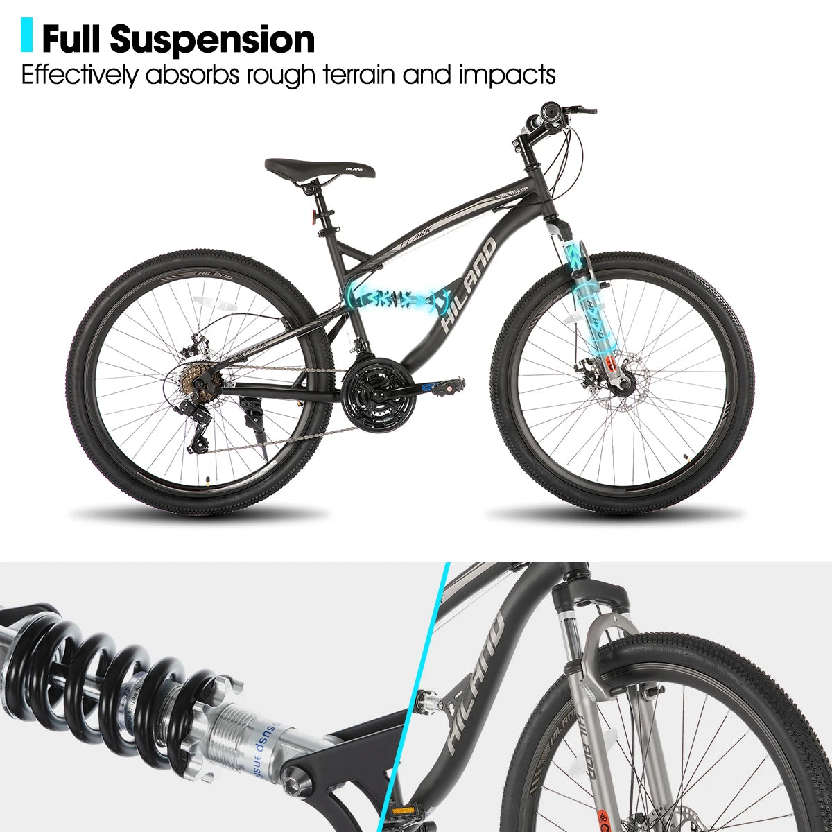 JOYSTAR Full Suspension Mountain Bike 21 Speed Unisex