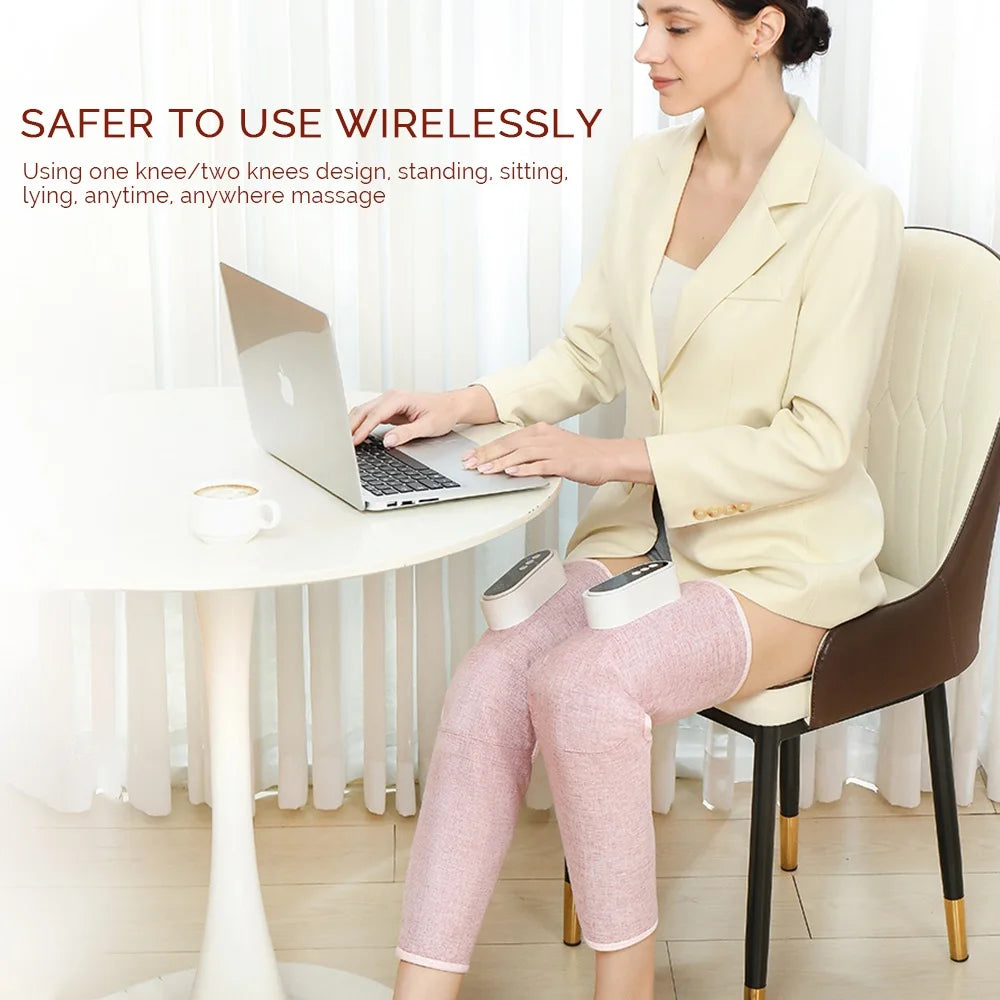Foreverlily Electric Leg And Knee Massager Wireless Thigh Calf Vibration Massager Air Pressure Leg Relaxation Kneading Massager