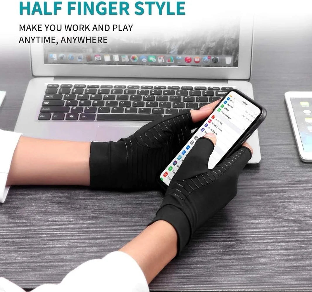 Sposafe Copper Compression Arthritis Gloves Fingerless for Carpal Tunnel