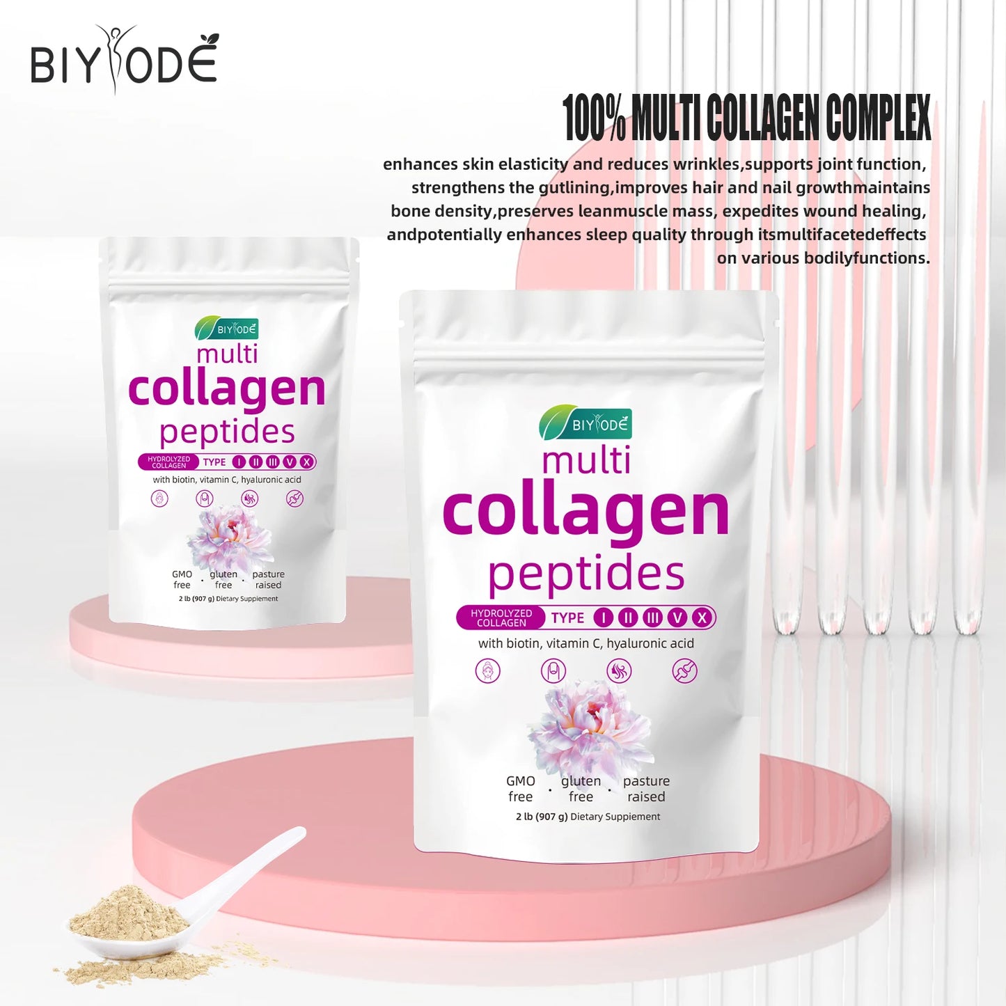 BIYODE Hydrolyzed Collagen Powder For Skin Hydration Hair Nails