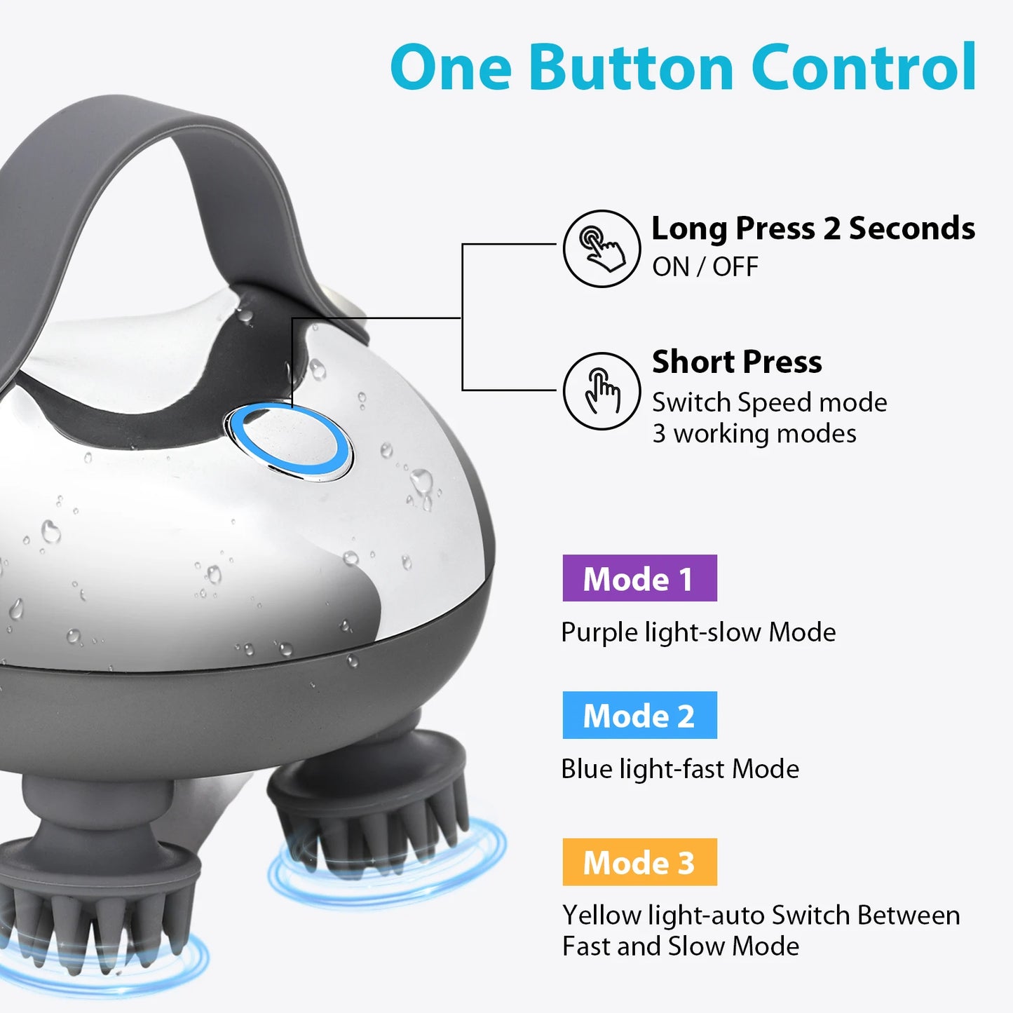 APWIKOGER Electric Scalp Massager With 8 Silicone Heads 3 Modes For Hair Growth