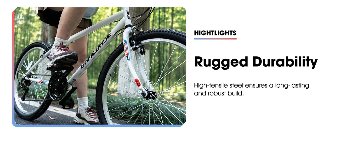 HILAND Mountain Bike Unisex 18 Speed Carbon Steel Frame