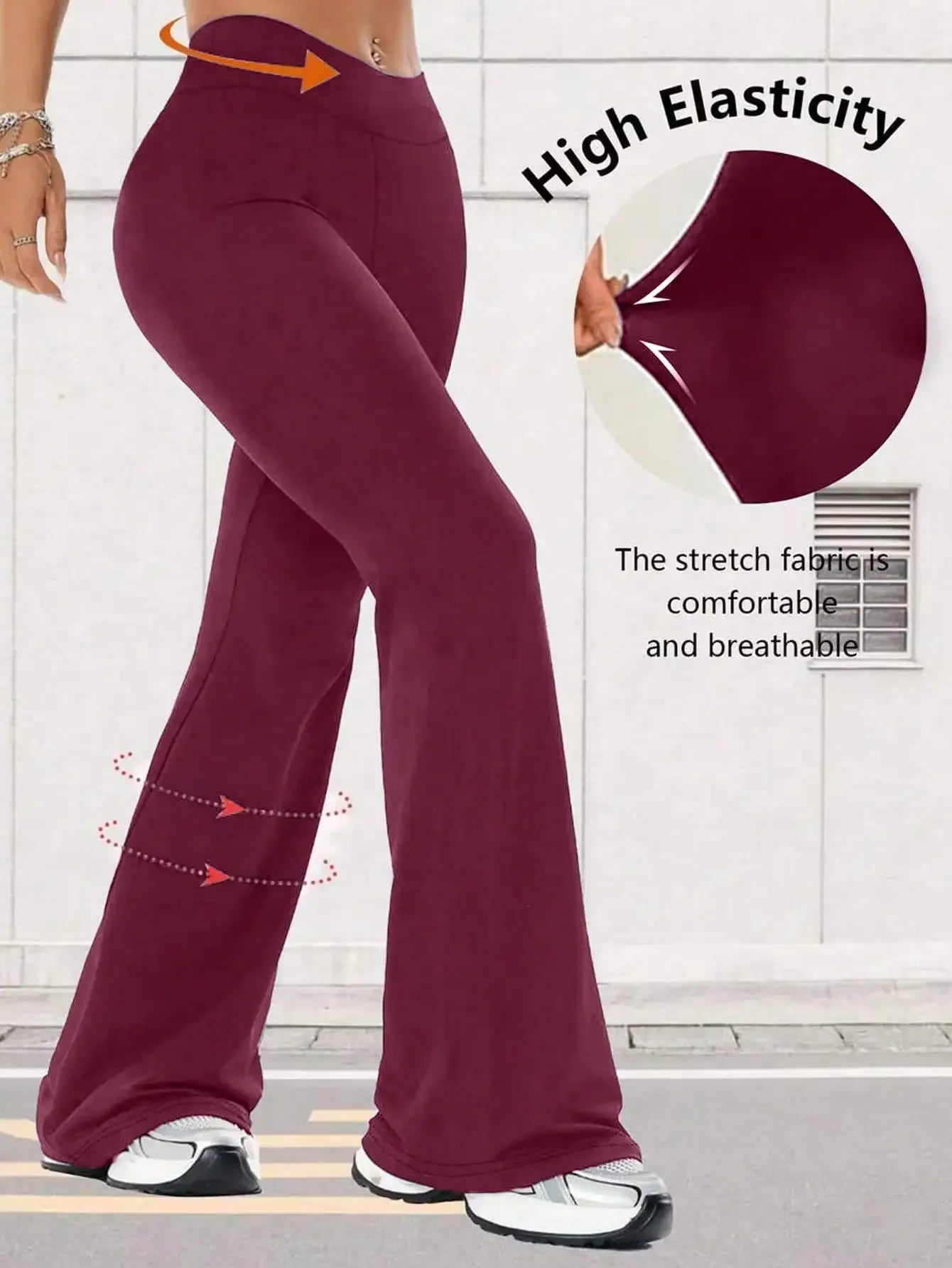 Womens High Waist Flare Yoga Pants Wide Leg Casual Leggings