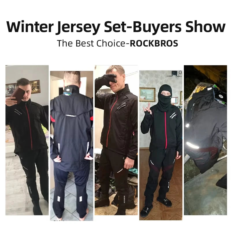 ROCKBROS Winter Cycling Jacket Thermal Windproof Jersey for Men Women