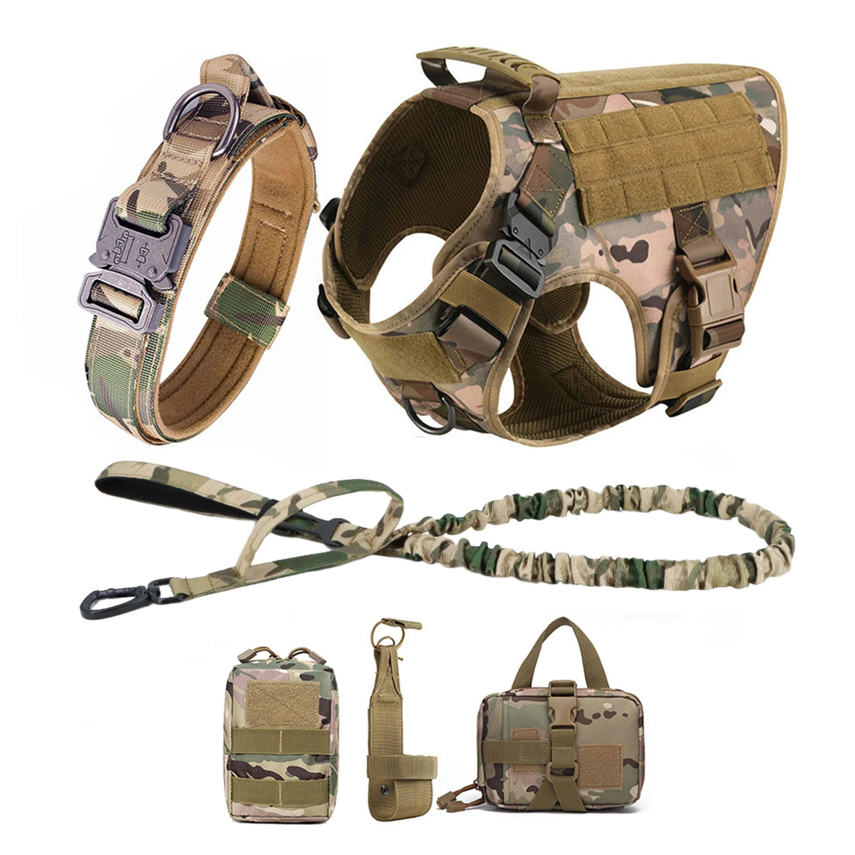 Tactical Padded Dog Harness With Molle Pouches And Quick Release