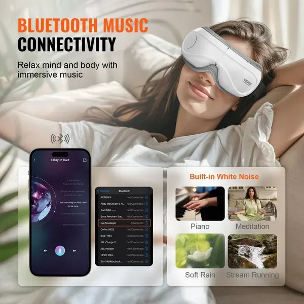 Heated Eye Massager With Bluetooth Music 5 Modes Foldable