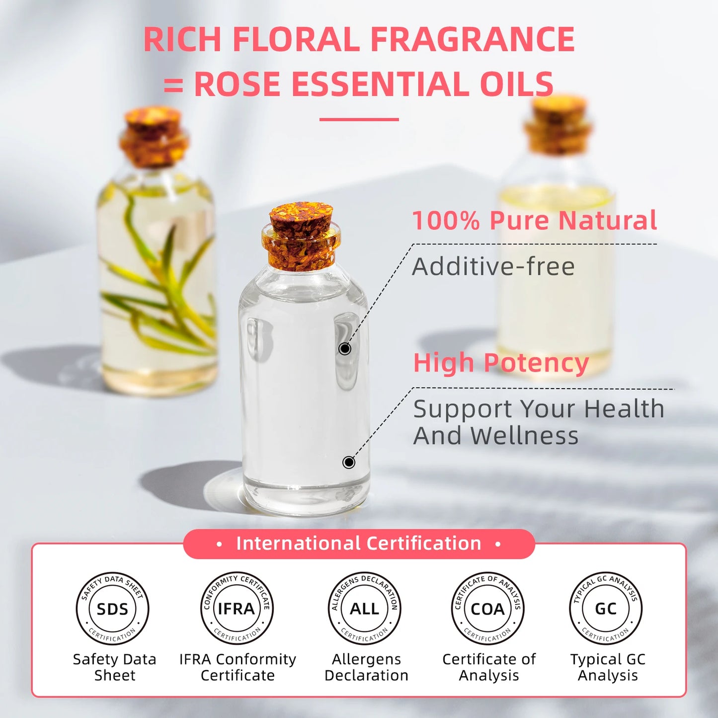 Hiqili Rose Essential Oil Pure Rosa Damascena For Diffuser Aromatherapy