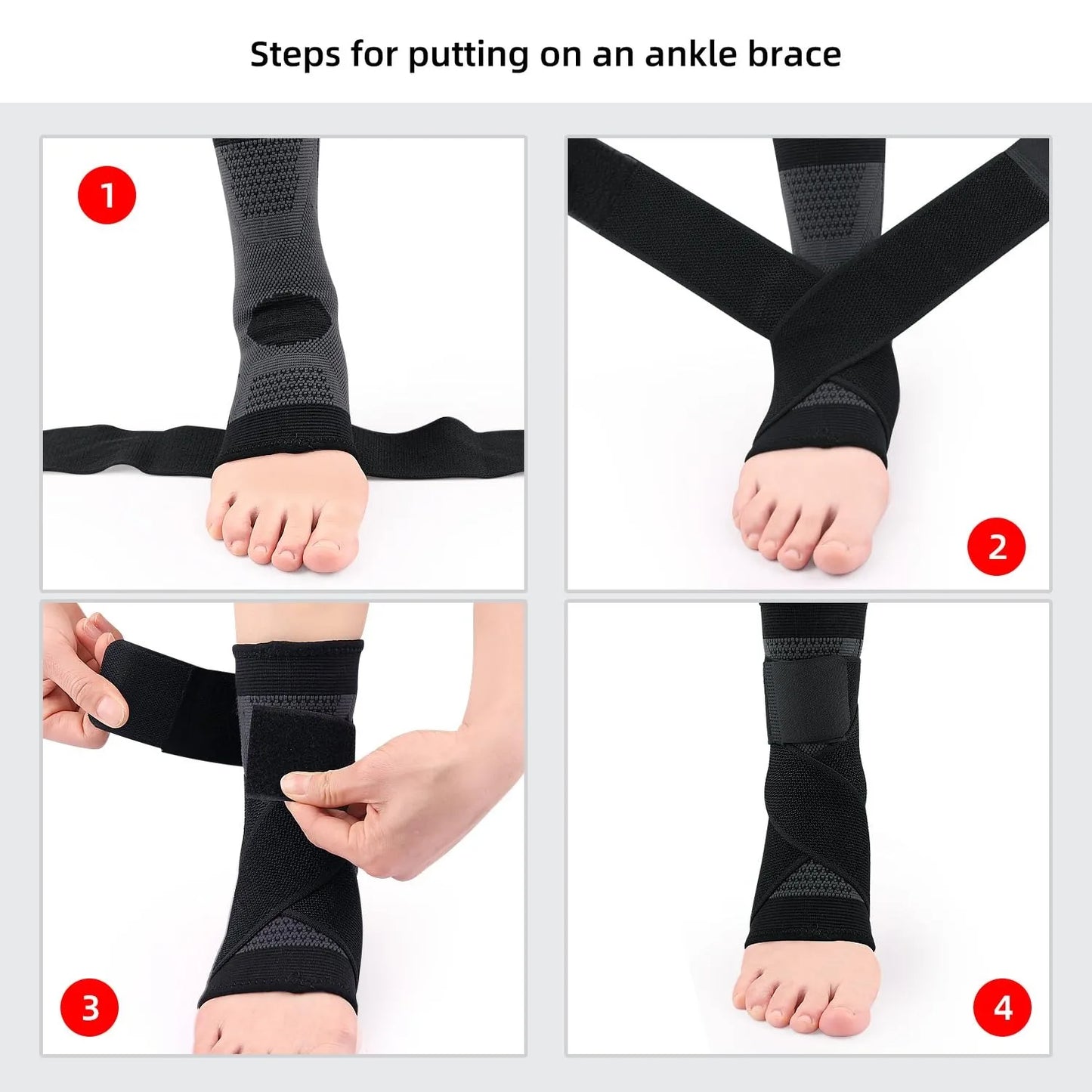 High-concerned Ankle Support Brace Nylon Knitted Elastic Pressurized Bandage For Sport Gym Running Basketball
