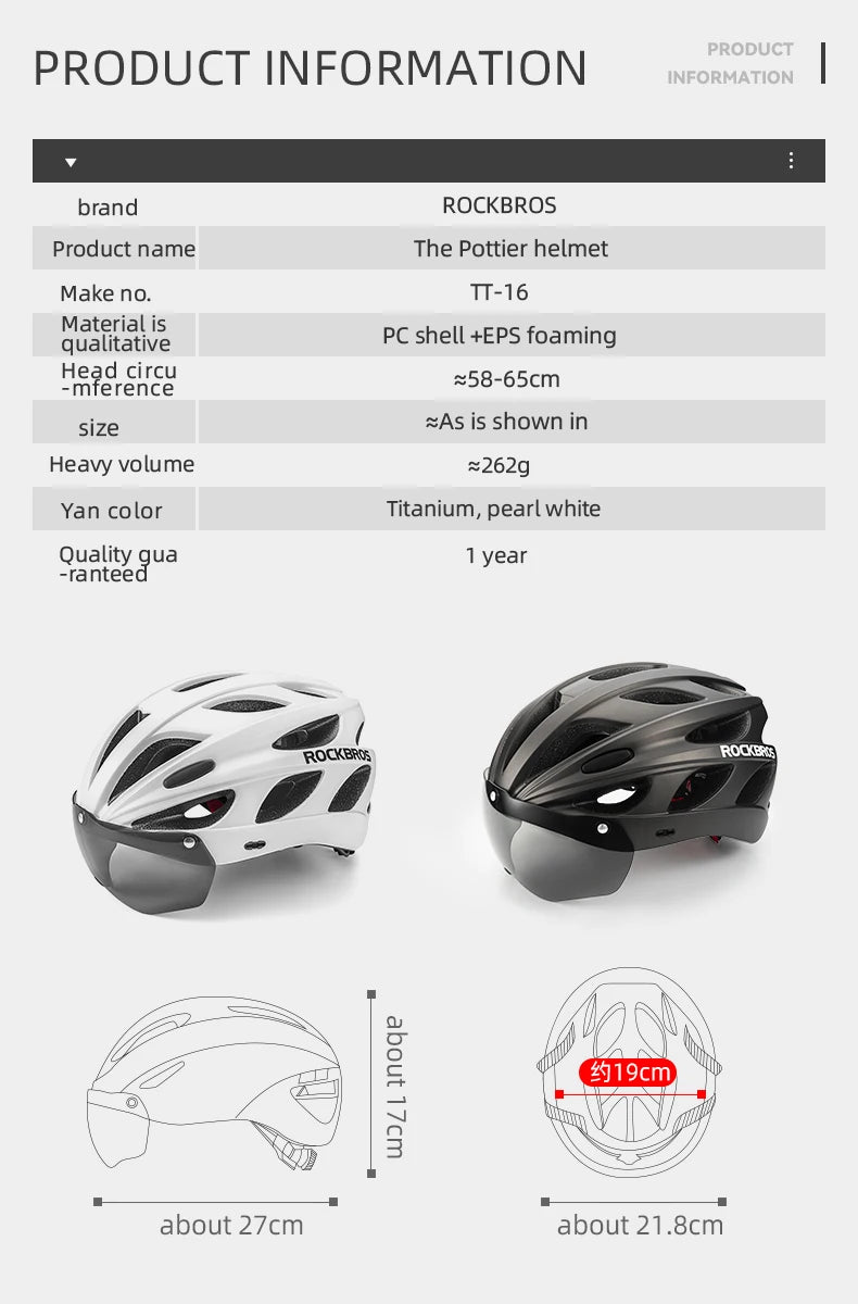ROCKBROS Cycling Helmet Integrated With Goggles For MTB Road