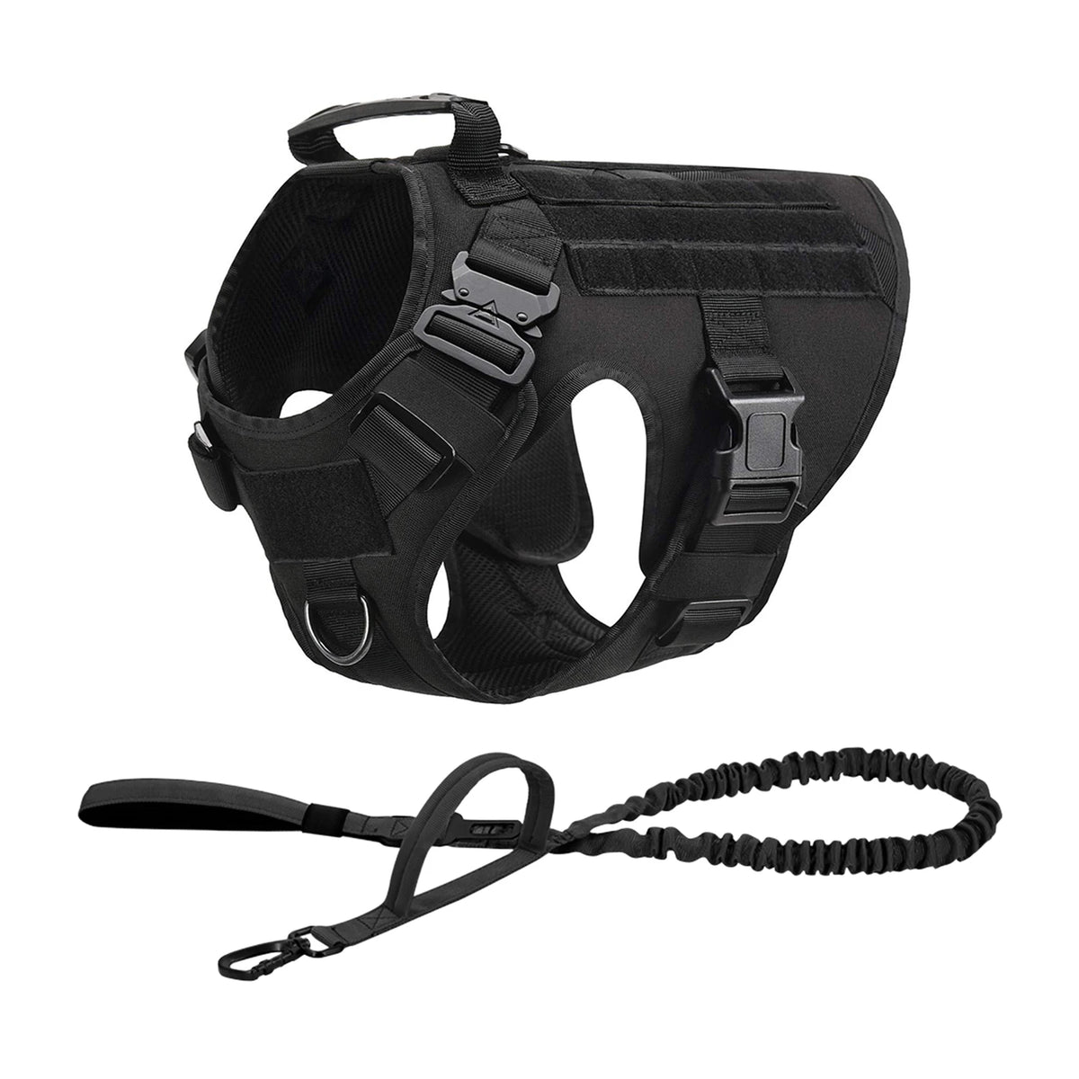 Tactical Padded Dog Harness With Molle Pouches And Quick Release
