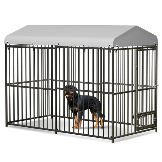 Acekool Heavy Duty Outdoor Dog Kennel Galvanized Metal With Roof