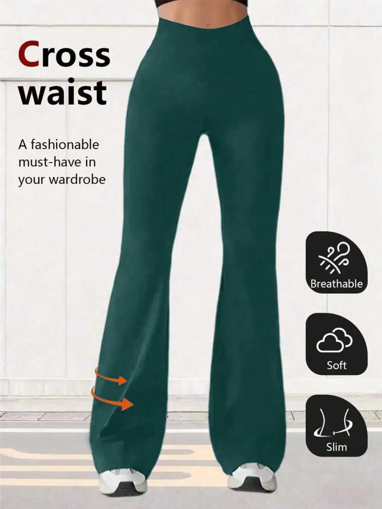 Womens High Waist Flare Yoga Pants Wide Leg Casual Leggings