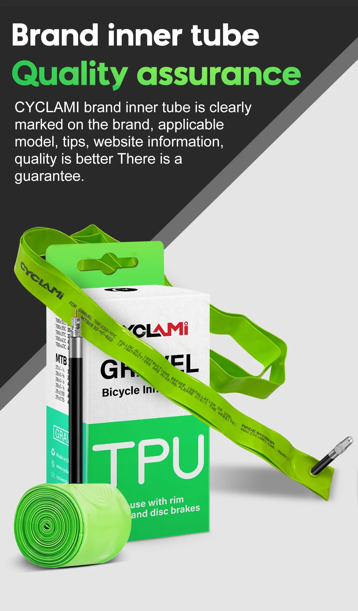 CYCLAMI Ultralight Gravel Bike TPU Inner Tube 2 Pack