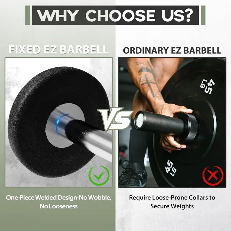 Fixed Barbell and Pre Loaded EZ Curl Bar PVC Weight Set for Strength Training Equipment