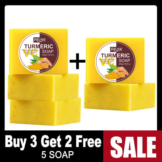 AILKE Turmeric Bath Soap For Face Body Hands Brightening Acne
