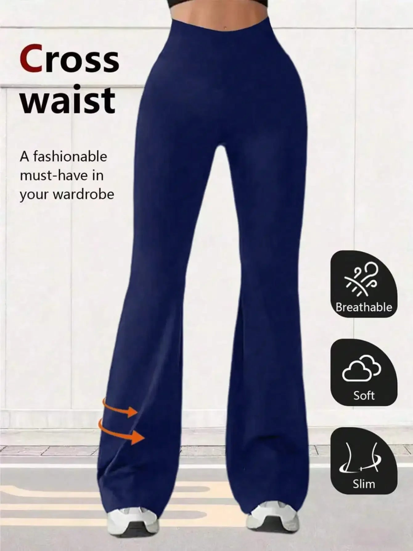 Womens High Waist Flare Yoga Pants Wide Leg Casual Leggings