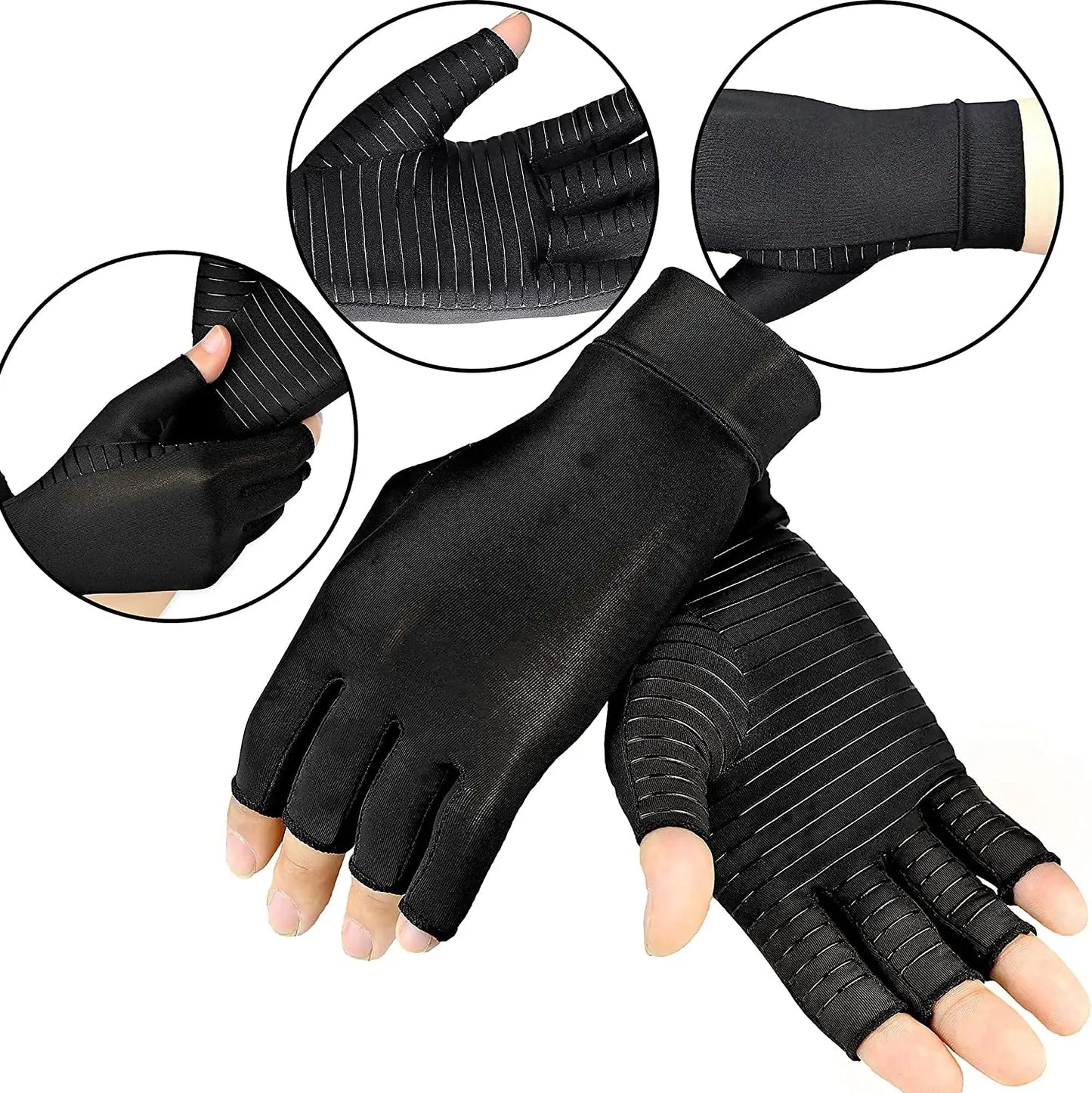 Sposafe Copper Compression Arthritis Gloves Fingerless for Carpal Tunnel