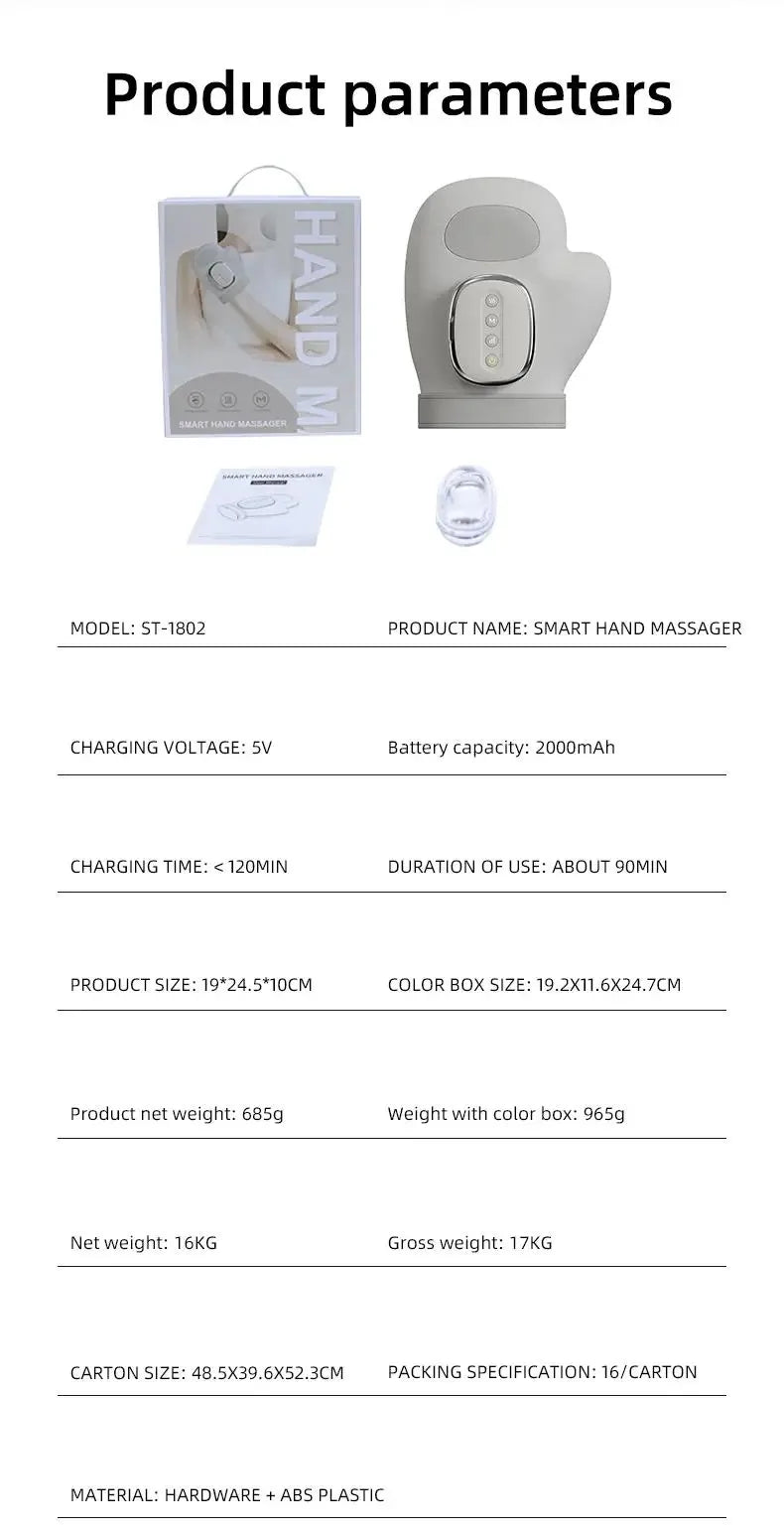 Hand Massager With Heat Airbag Compression For Carpal Tunnel Wrist