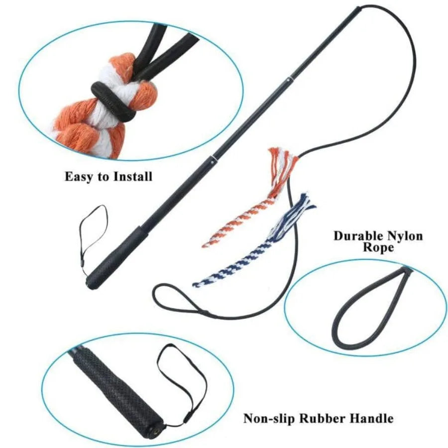 Extendable Dog Teaser Wand Flirt Pole Interactive Training Toy