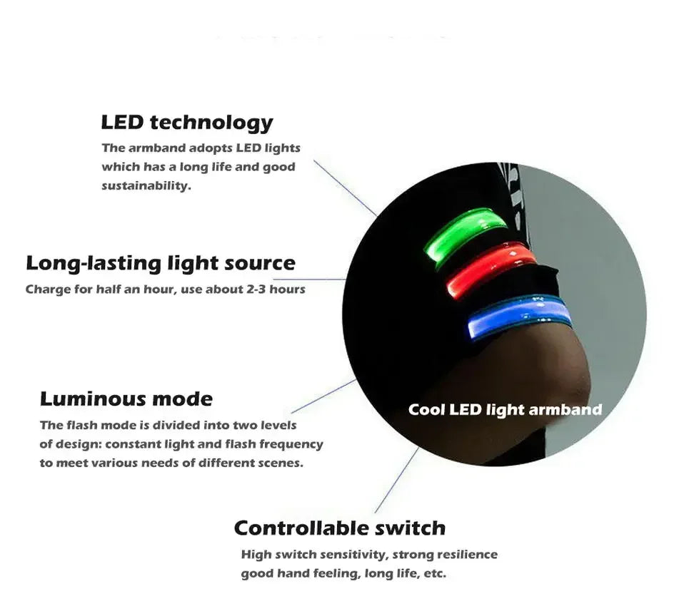 LED Light Strap Armband Night Running Outdoor Sports