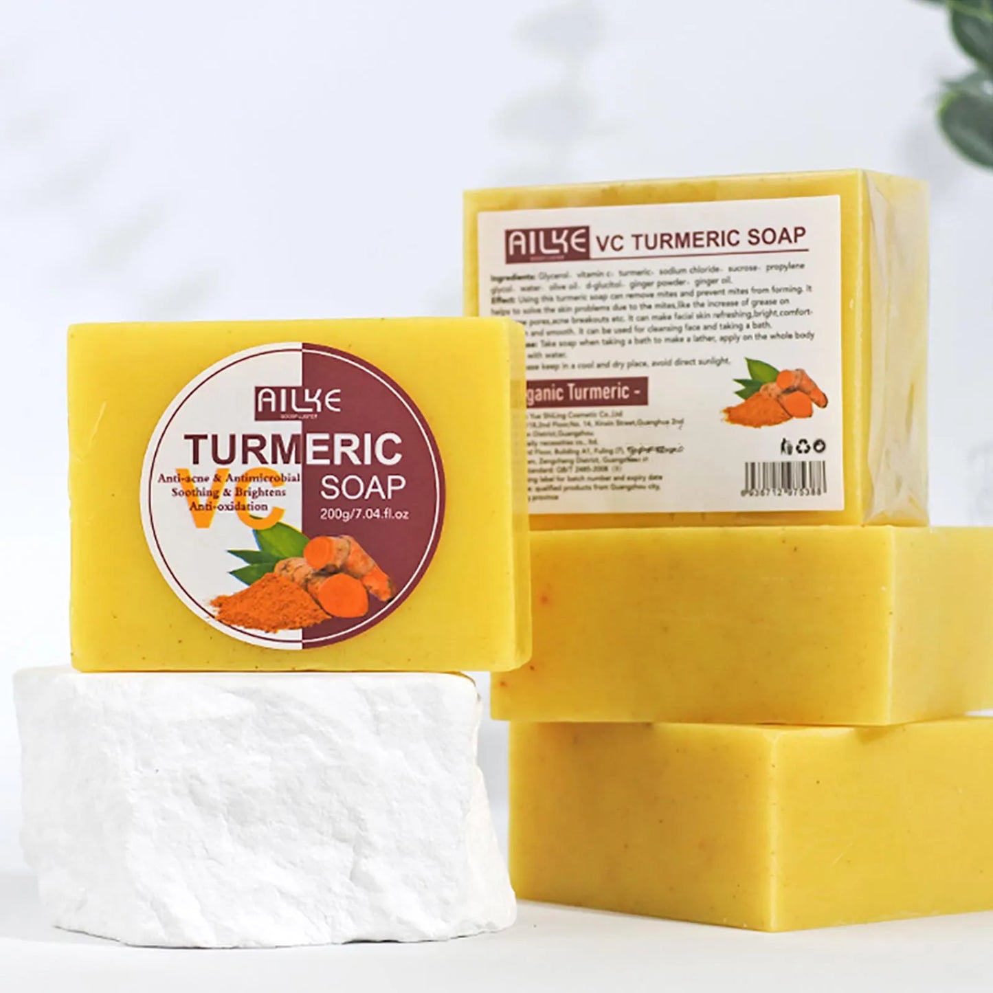 AILKE Turmeric Bath Soap For Face Body Hands Brightening Acne