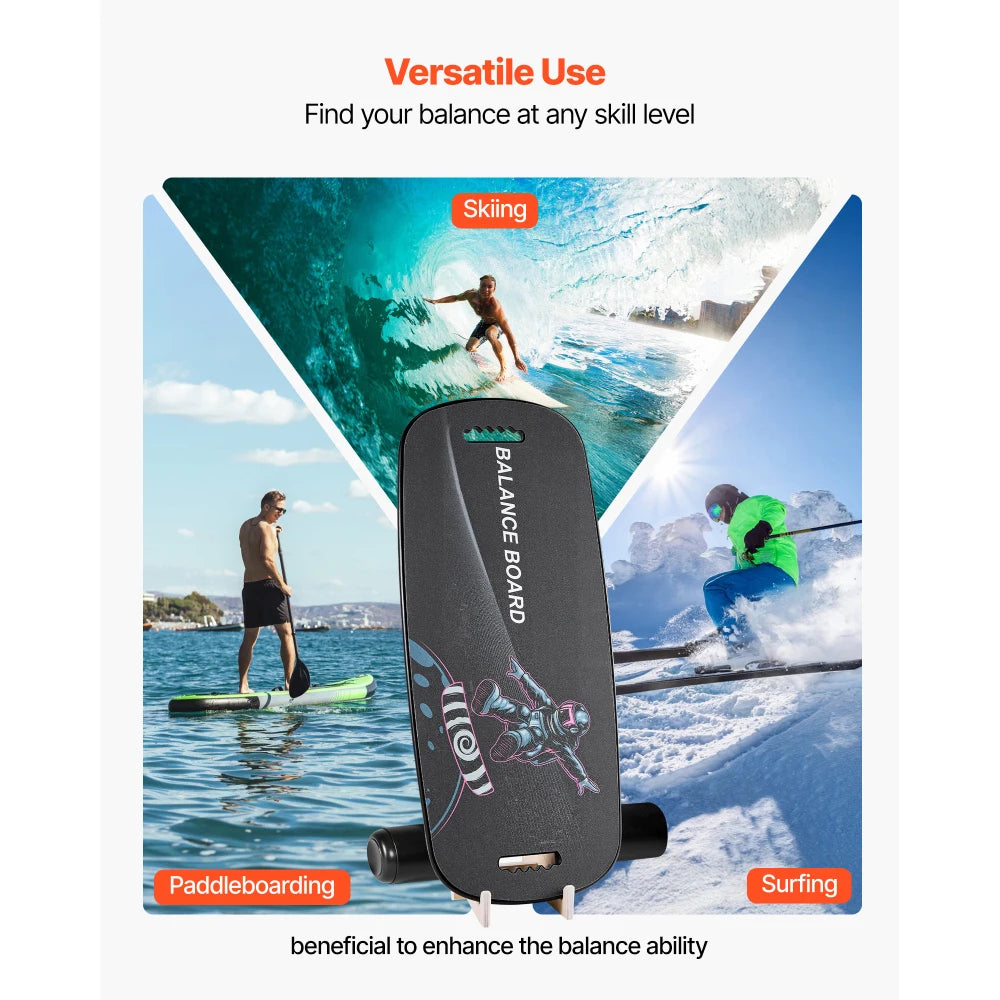 Wooden Balance Board Trainer With Roller For Core Workouts