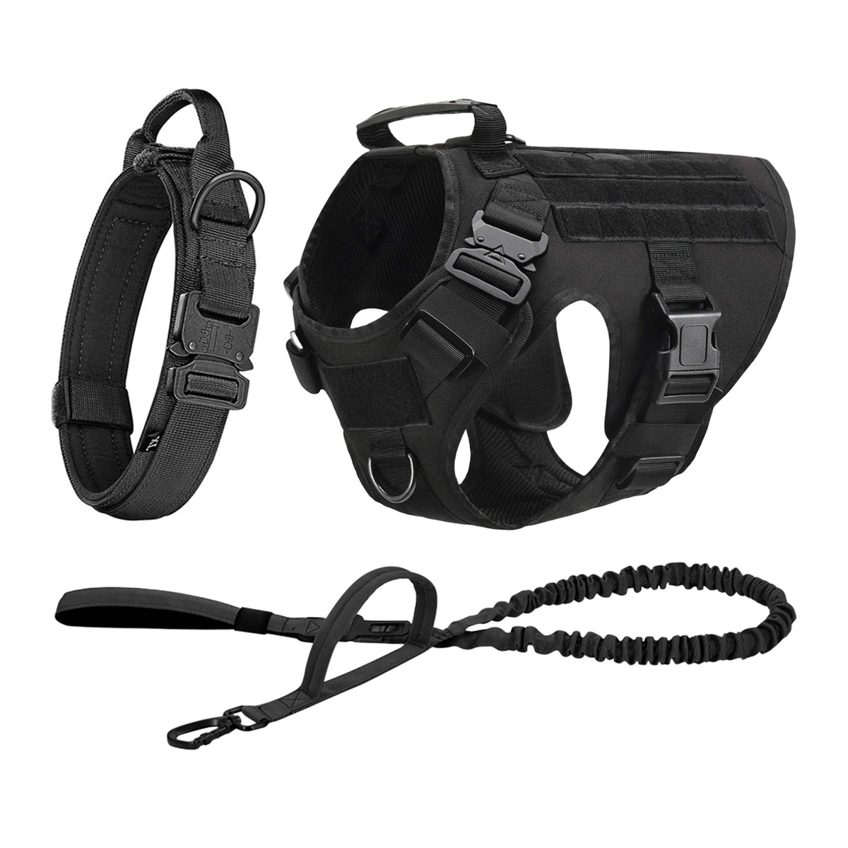 Tactical Padded Dog Harness With Molle Pouches And Quick Release