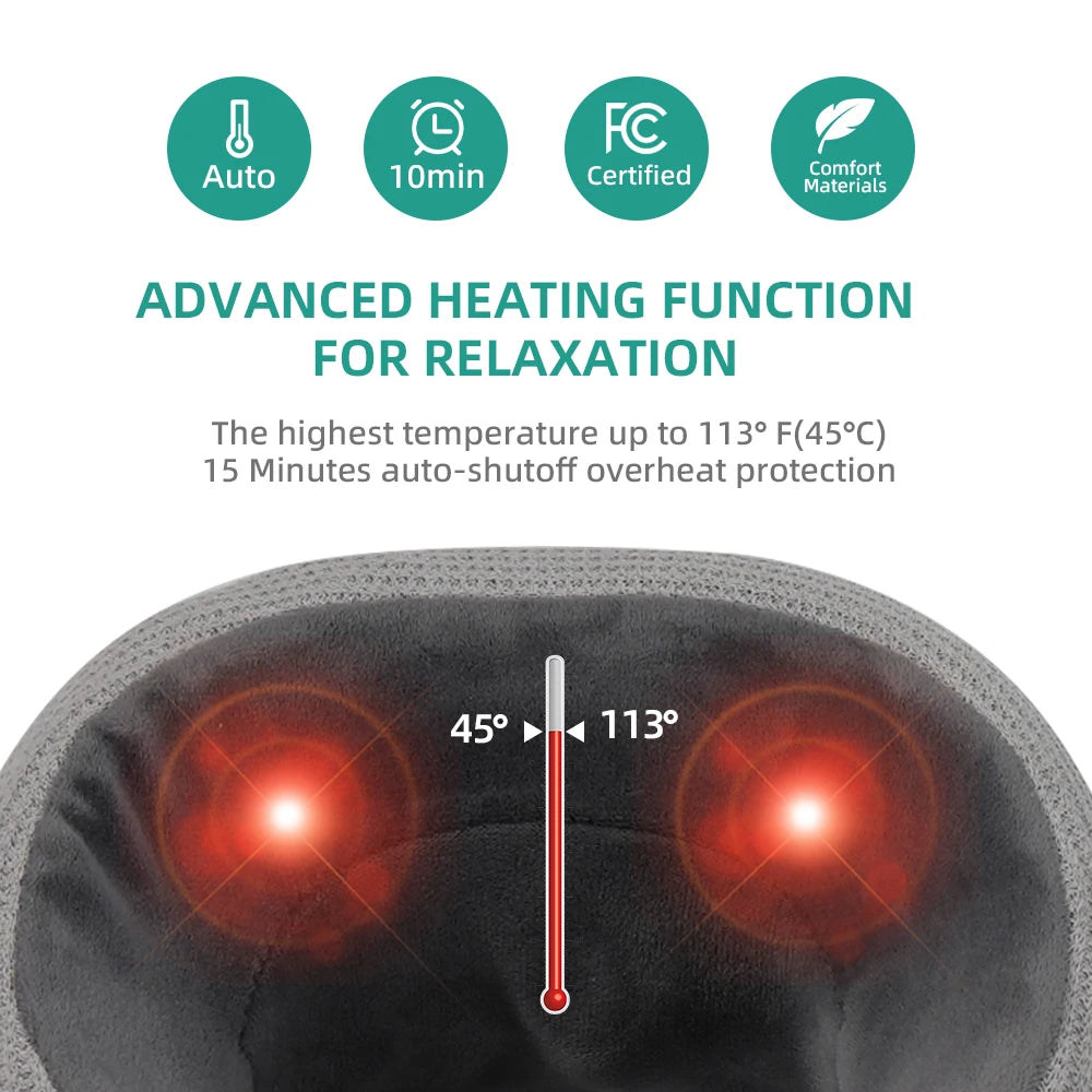 Viladepot U Shaped Neck Massager Pillow Kneading Heat