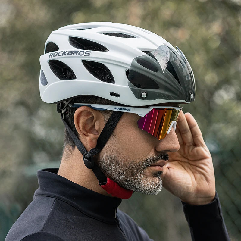 ROCKBROS Cycling Helmet Integrated With Goggles For MTB Road