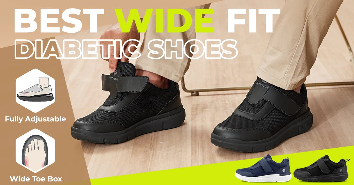 Fitville Men's Extra Wide Diabetic Walking Shoes For Swollen Feet