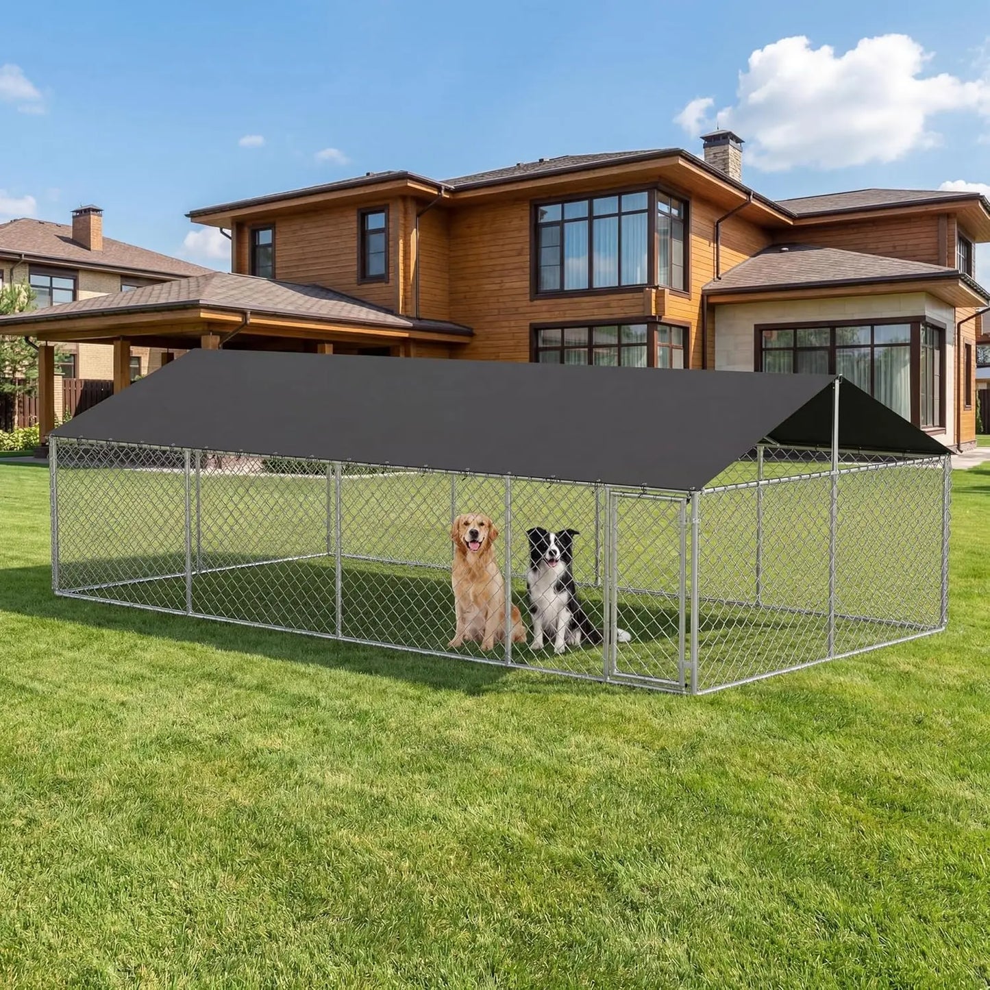 Outdoor Dog Cage Kennel With Heavy Duty Mesh Fence