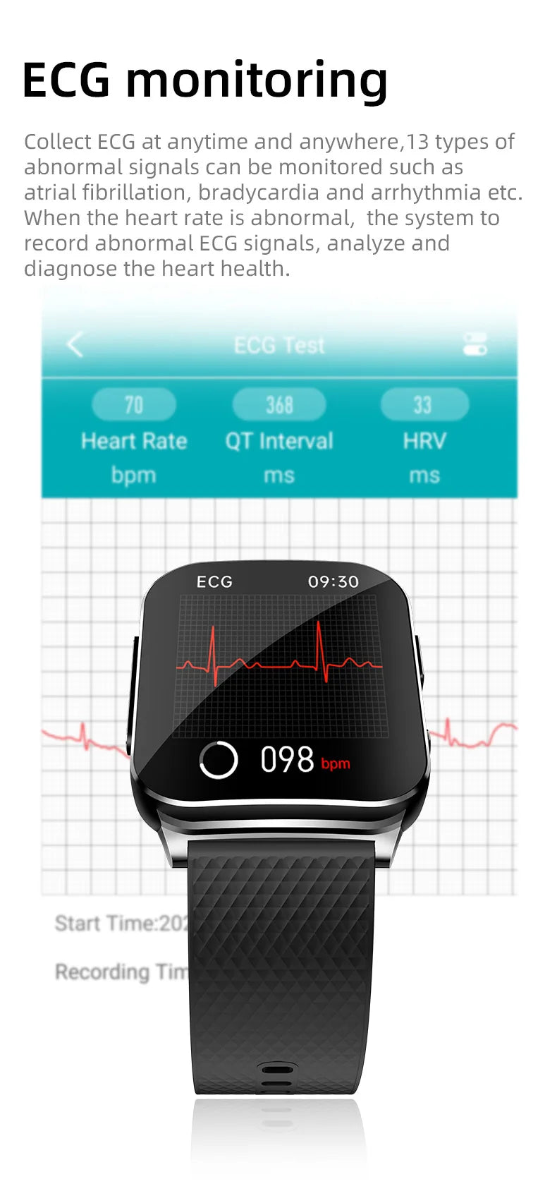 H Band ECG HRV Smart Watch With Heart Rate Monitor