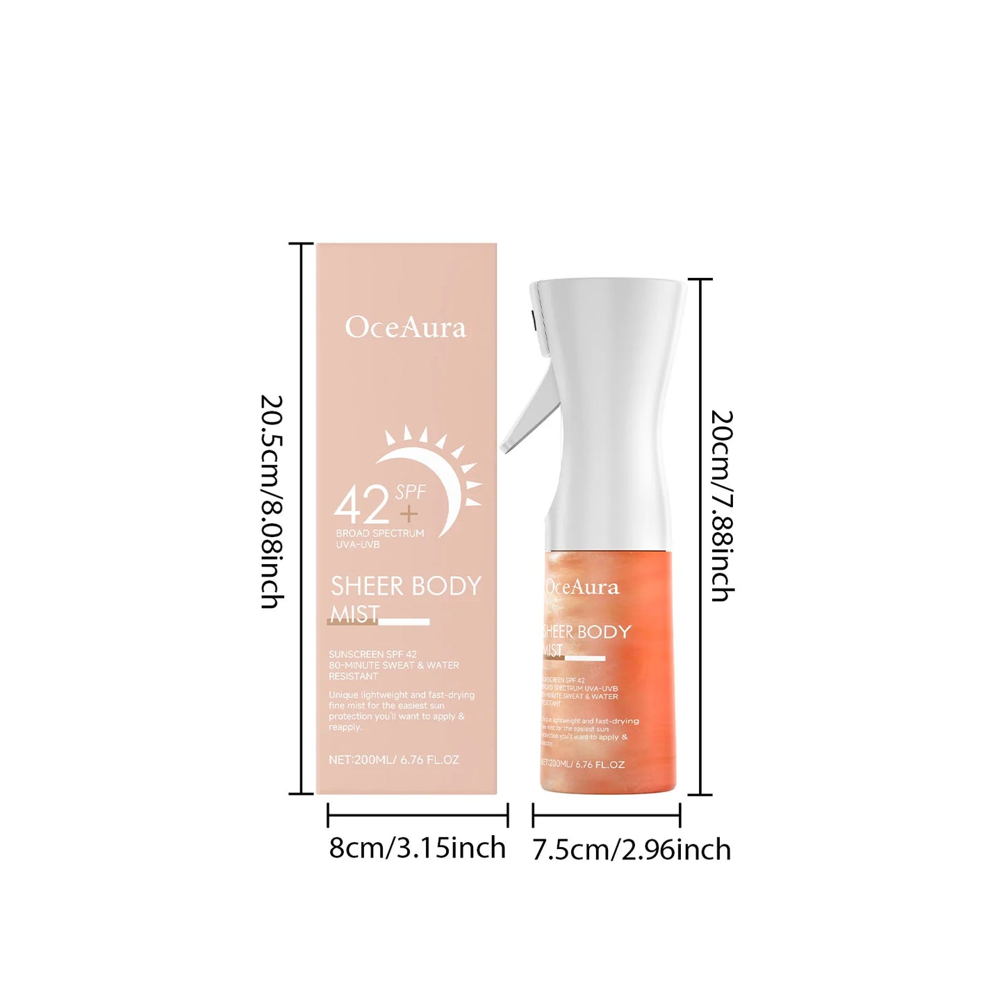 OceAura Facial Sunscreen Spray Moisturizing Rapid Absorption Sunblock