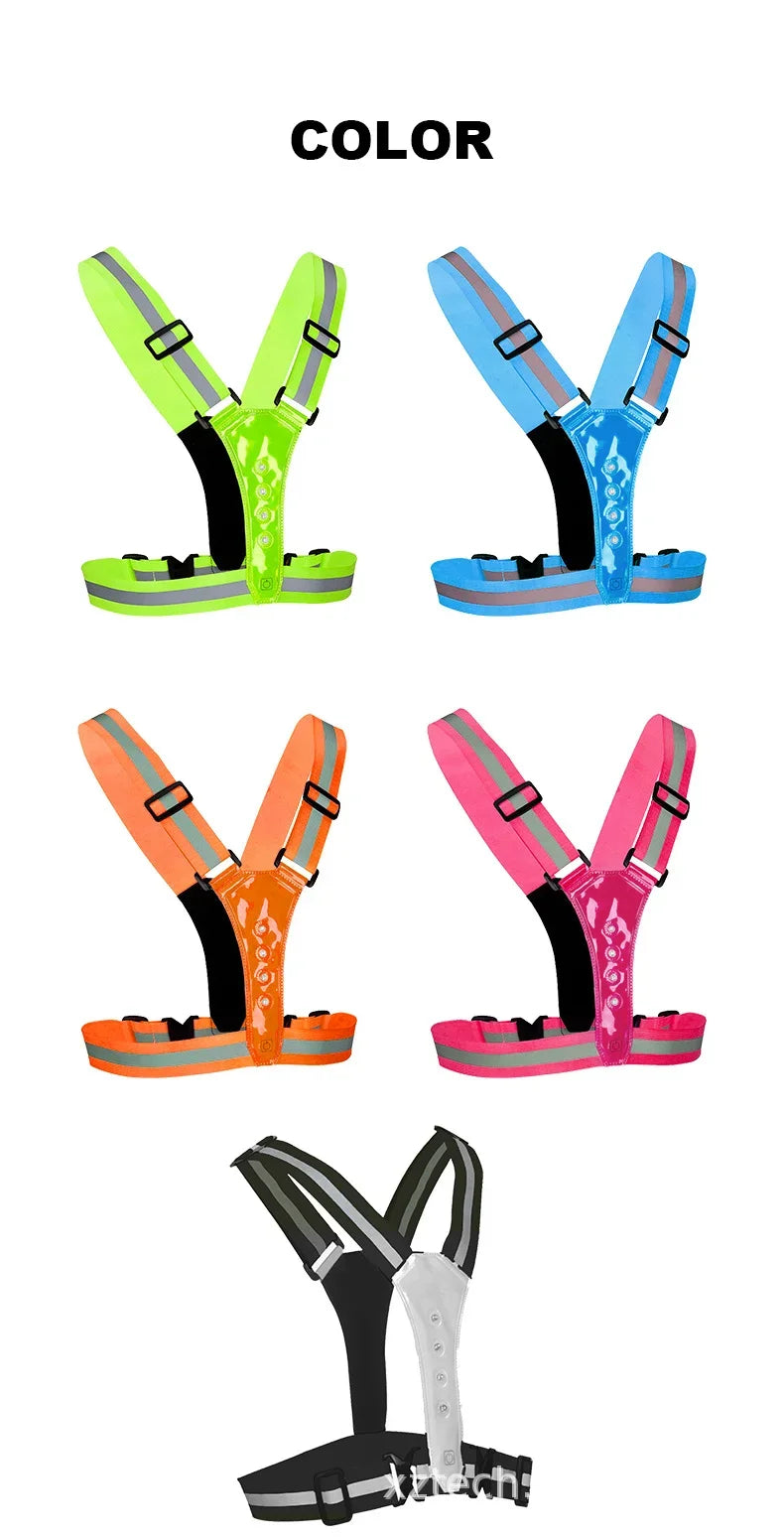 LED HighVisibility Reflective Safety Vest Nighttime Running Cycling Apparel Adjustable