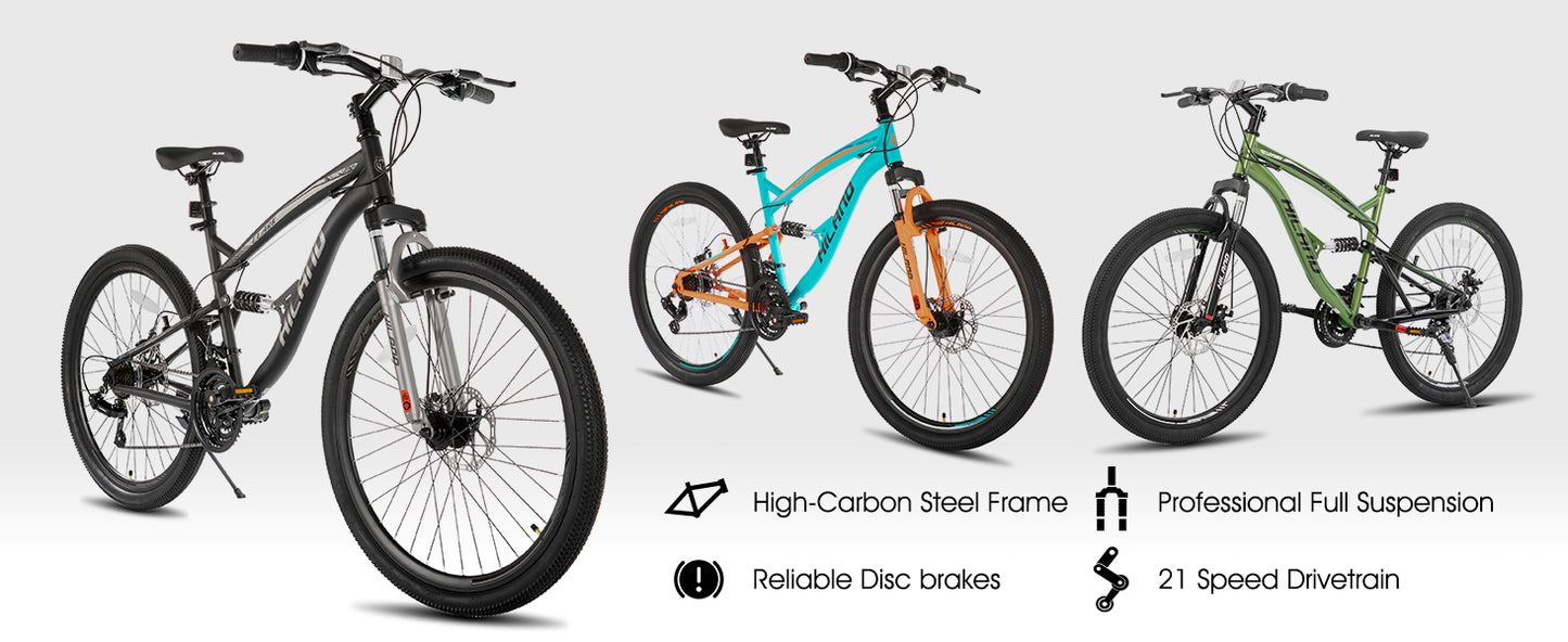 JOYSTAR Full Suspension Mountain Bike 21 Speed Unisex