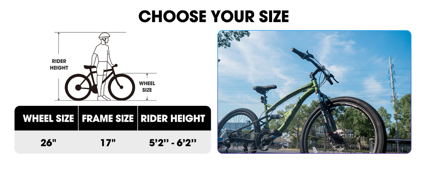 JOYSTAR Full Suspension Mountain Bike 21 Speed Unisex