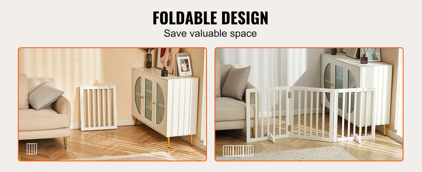 SucceBuy Free Standing Dog Gate 3 Panels Foldable Barrier